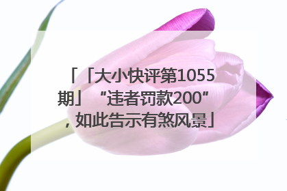 「大小快评第1055期」“违者罚款200”，如此告示有煞风景