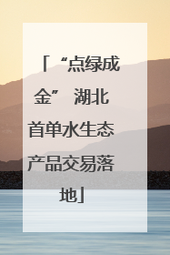 “点绿成金” 湖北首单水生态产品交易落地