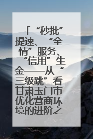 “秒批”提速、“全情”服务、“信用”生金——从“三级跳”看甘肃玉门市优化营商环境的进阶之路