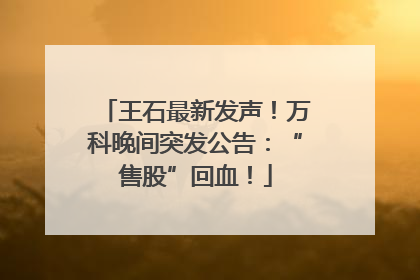 王石最新发声！万科晚间突发公告：“售股”回血！