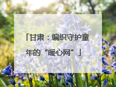 甘肃：编织守护童年的“暖心网”