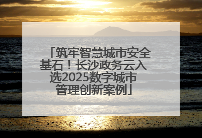 筑牢智慧城市安全基石！长沙政务云入选2025数字城市管理创新案例