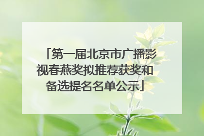 第一届北京市广播影视春燕奖拟推荐获奖和备选提名名单公示
