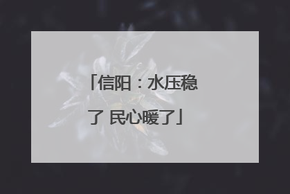 信阳：水压稳了 民心暖了