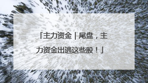 主力资金｜尾盘，主力资金出逃这些股！