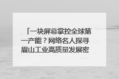 一块屏幕掌控全球第一产能？网络名人探寻眉山工业高质量发展密码｜网络名人四川行