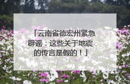 云南省德宏州紧急辟谣：这些关于地震的传言是假的！