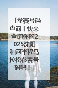 参赛号码查询丨快来查询你的2025沈阳和河半程马拉松参赛号码吧！