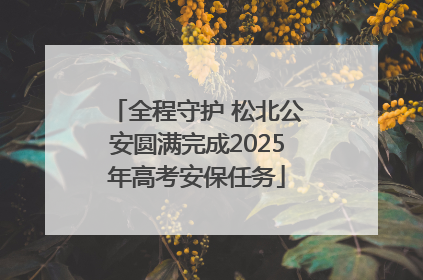 全程守护 松北公安圆满完成2025年高考安保任务
