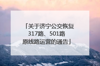 关于济宁公交恢复317路、501路原线路运营的通告