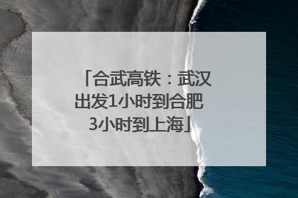 合武高铁：武汉出发1小时到合肥3小时到上海