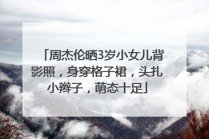周杰伦晒3岁小女儿背影照，身穿格子裙，头扎小辫子，萌态十足
