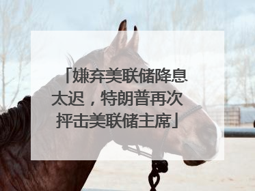 嫌弃美联储降息太迟，特朗普再次抨击美联储主席