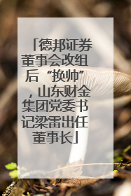 德邦证券董事会改组后“换帅”，山东财金集团党委书记梁雷出任董事长
