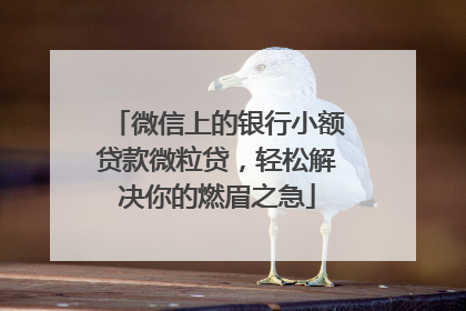 微信上的银行小额贷款微粒贷，轻松解决你的燃眉之急