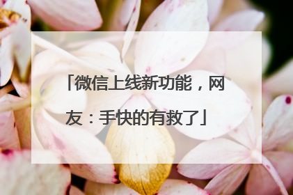 微信上线新功能，网友：手快的有救了