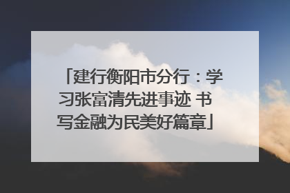建行衡阳市分行：学习张富清先进事迹 书写金融为民美好篇章