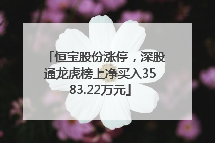 恒宝股份涨停，深股通龙虎榜上净买入3583.22万元