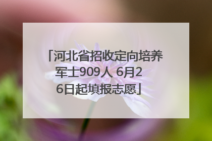 河北省招收定向培养军士909人 6月26日起填报志愿