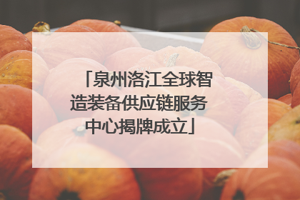 泉州洛江全球智造装备供应链服务中心揭牌成立
