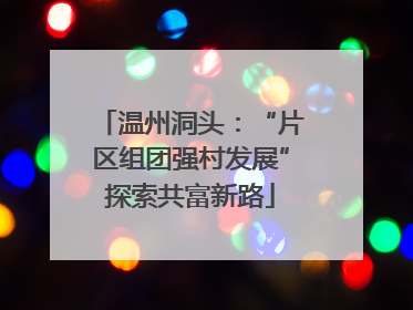 温州洞头：“片区组团强村发展”探索共富新路