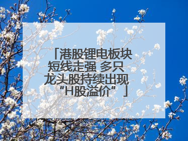 港股锂电板块短线走强 多只龙头股持续出现“H股溢价”
