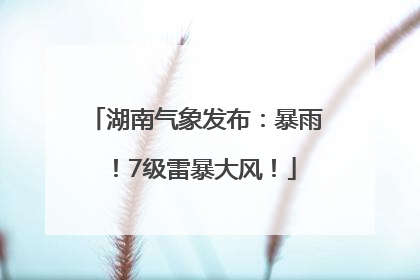 湖南气象发布：暴雨！7级雷暴大风！