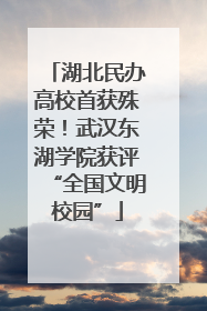 湖北民办高校首获殊荣！武汉东湖学院获评“全国文明校园”