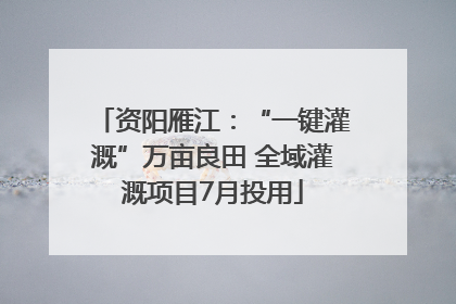 资阳雁江：“一键灌溉”万亩良田 全域灌溉项目7月投用