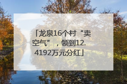 龙泉16个村“卖空气”，领到12.4192万元分红