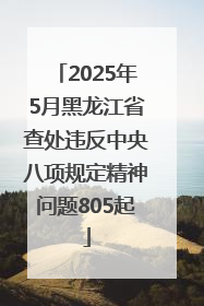 2025年5月黑龙江省查处违反中央八项规定精神问题805起